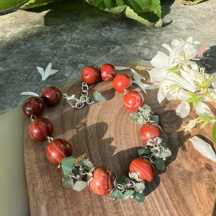 Браслет из яшмы и флюорита